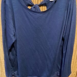 LC Lauren Conrad Navy Long-Sleeve Tie-Back Tee